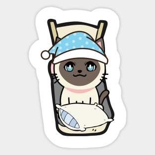 Cute siamese cat is going to bed Sticker